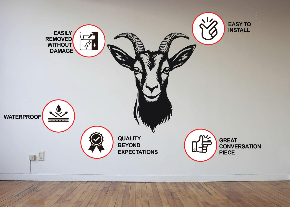 Goat wall sticker decal showcasing installation features.