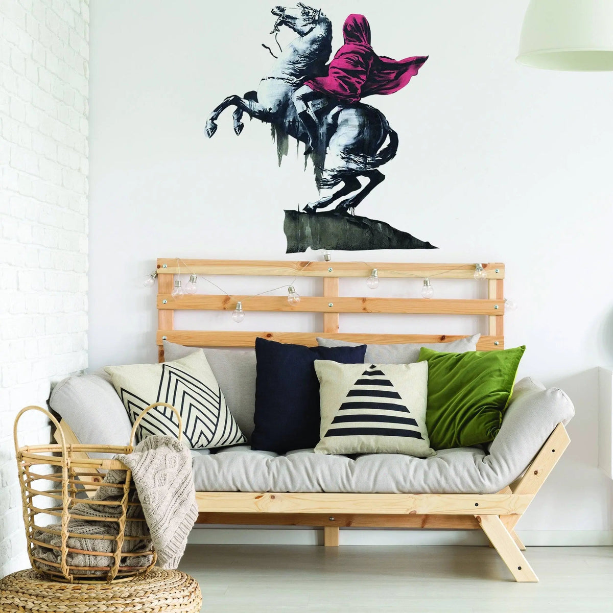 Napoleon vinyl wall art decal displayed in a stylish living room.