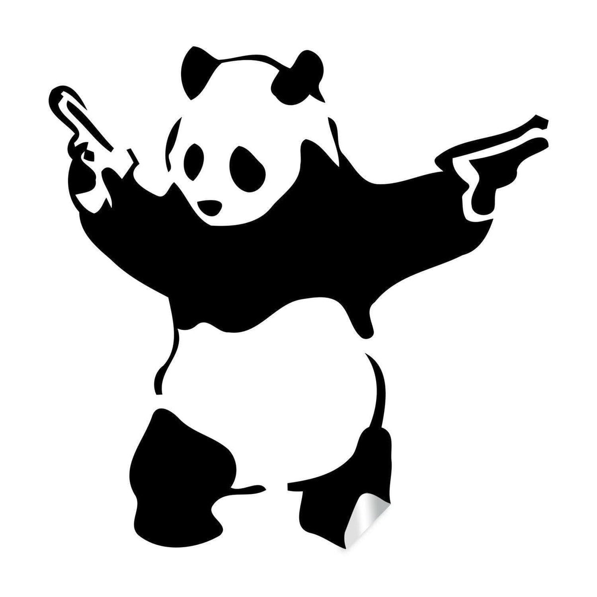 Artistic urban panda wall decal with guns.