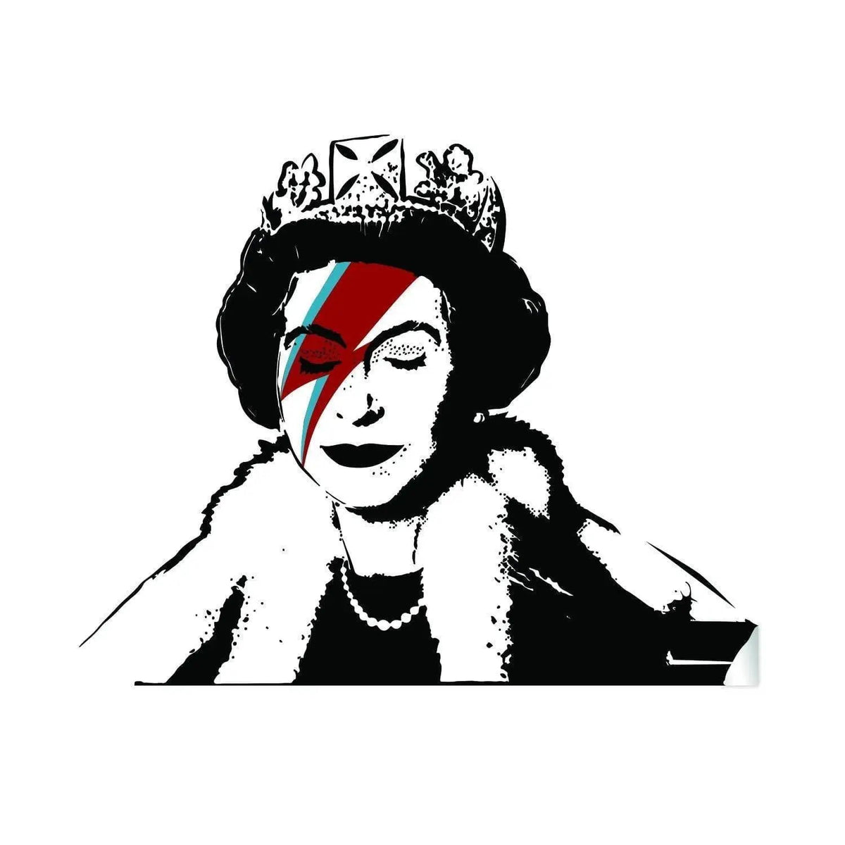 Regal vinyl sticker with a colorful stylized Queen design.