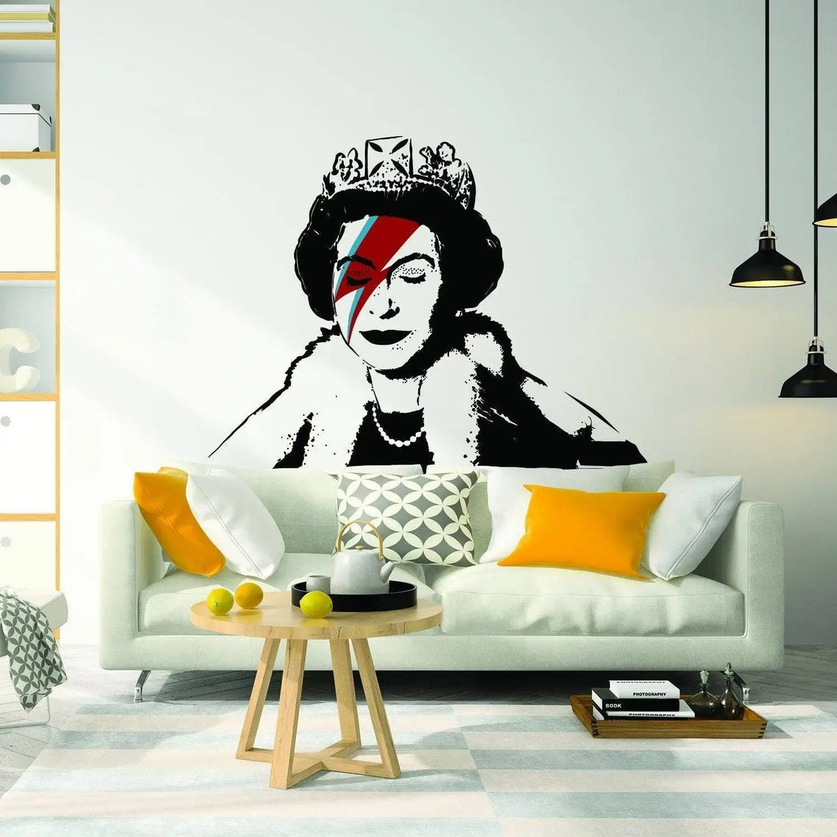 Regal vinyl sticker depicting a stylized queen with a lightning bolt design.