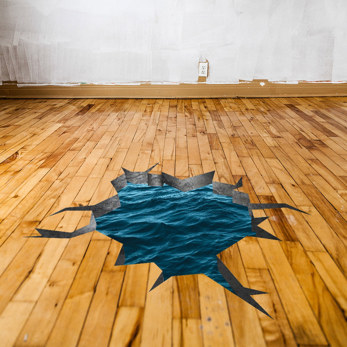 Additional product detail of 3D Blue Sea Porthole Floor Decal.
