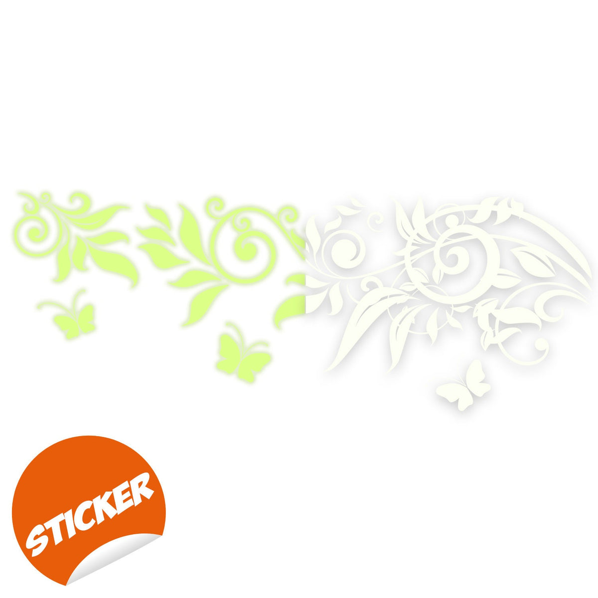 Glow in the Dark Floral Branch and Butterfly Wall Decal featuring butterflies for creating a luminous nature inspired accent indoors