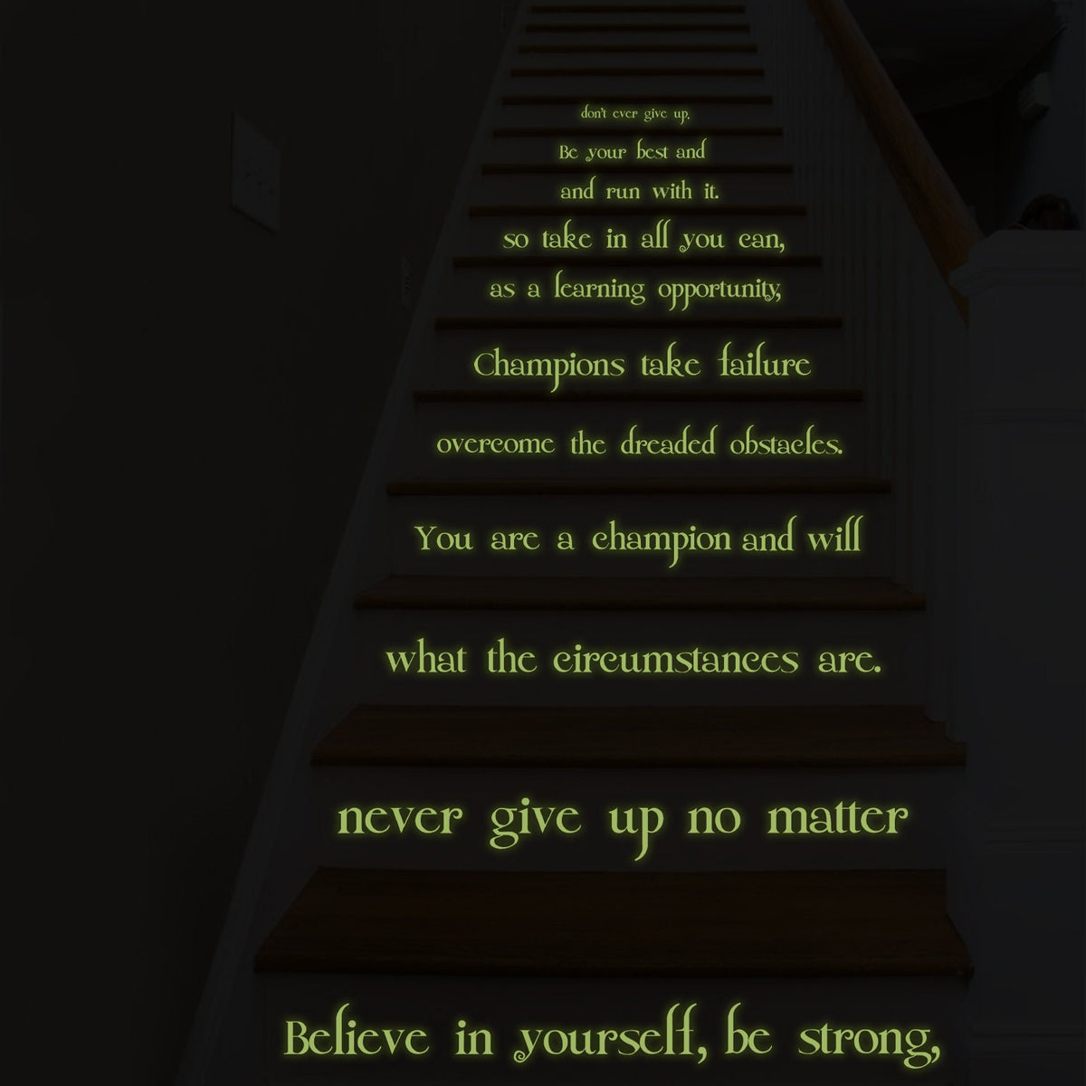 Product gallery view of Believe In Yourself Stair Glow In Dark Vinyl Sticker.