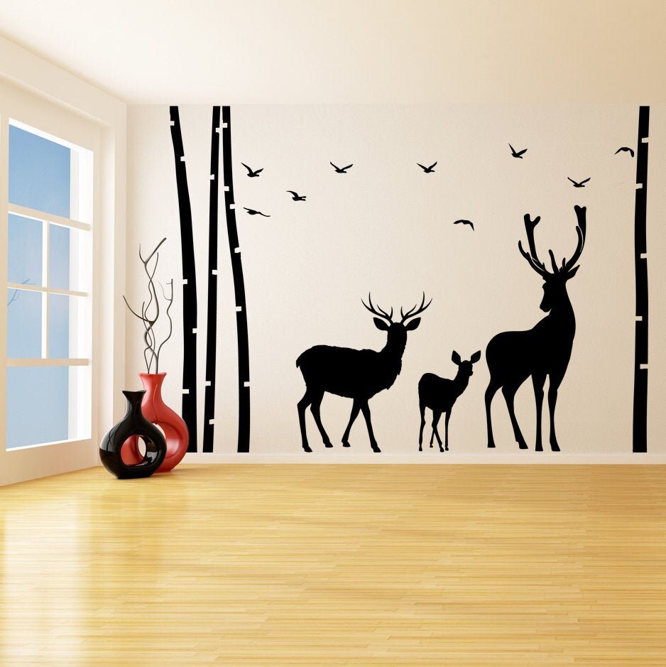 Alternate product presentation of Deer & Moose Wildlife Wall Decal.