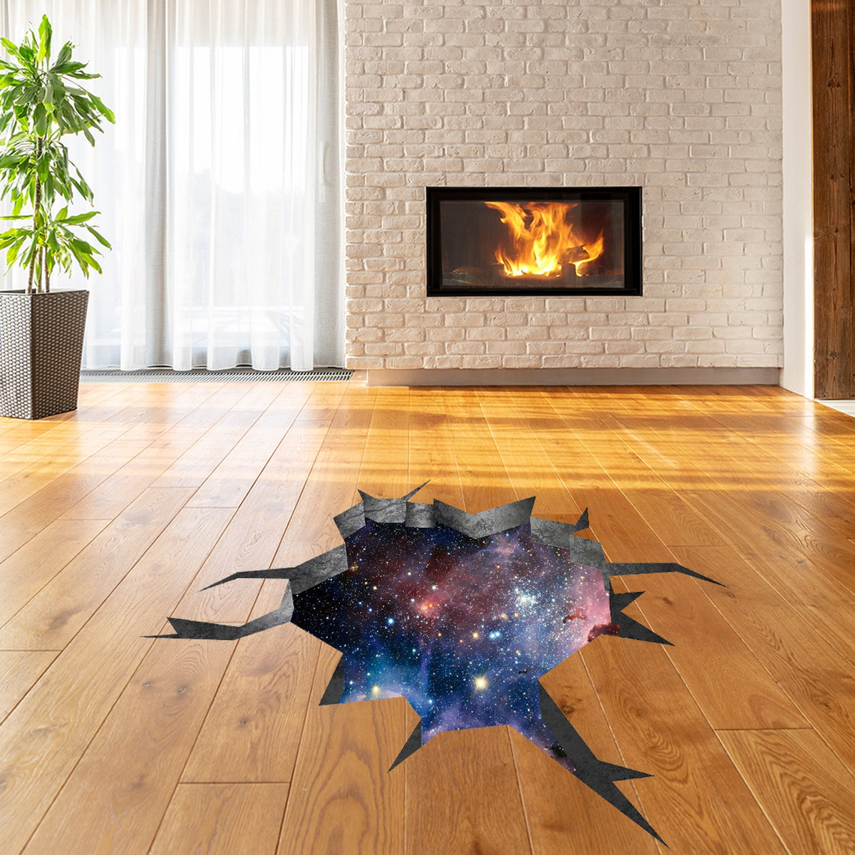 Product detail view of 3D Floor Space Portal Hole Decal.
