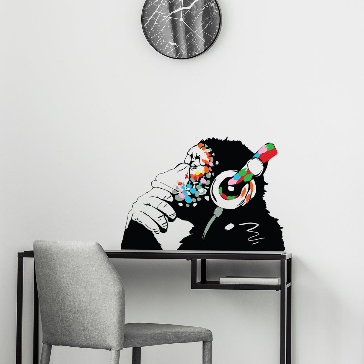 Alternate gallery view of Artist Monkey With Headphones Wall Sticker.