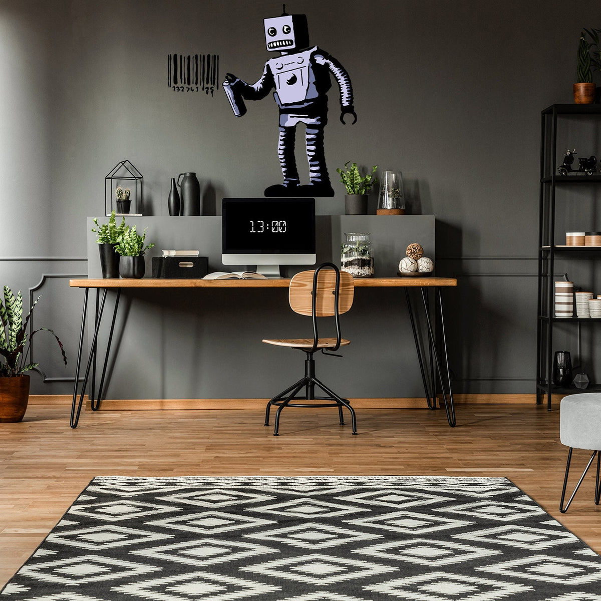 Product presentation view of Artist Barcode Robot Wall Vinyl Sticker.