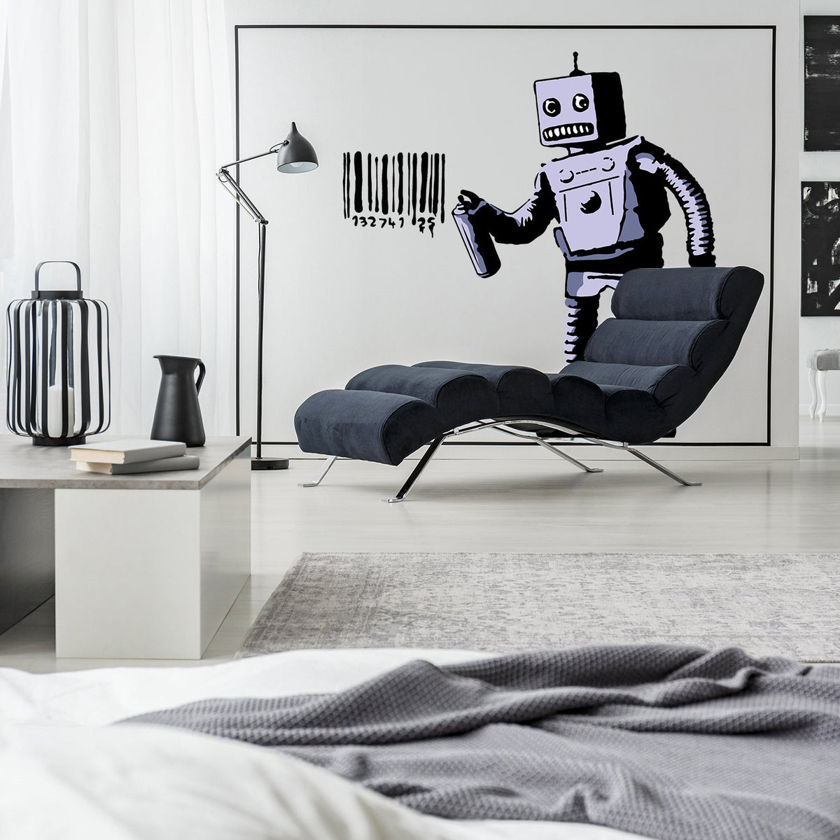 Alternate product presentation of Artist Barcode Robot Wall Vinyl Sticker.