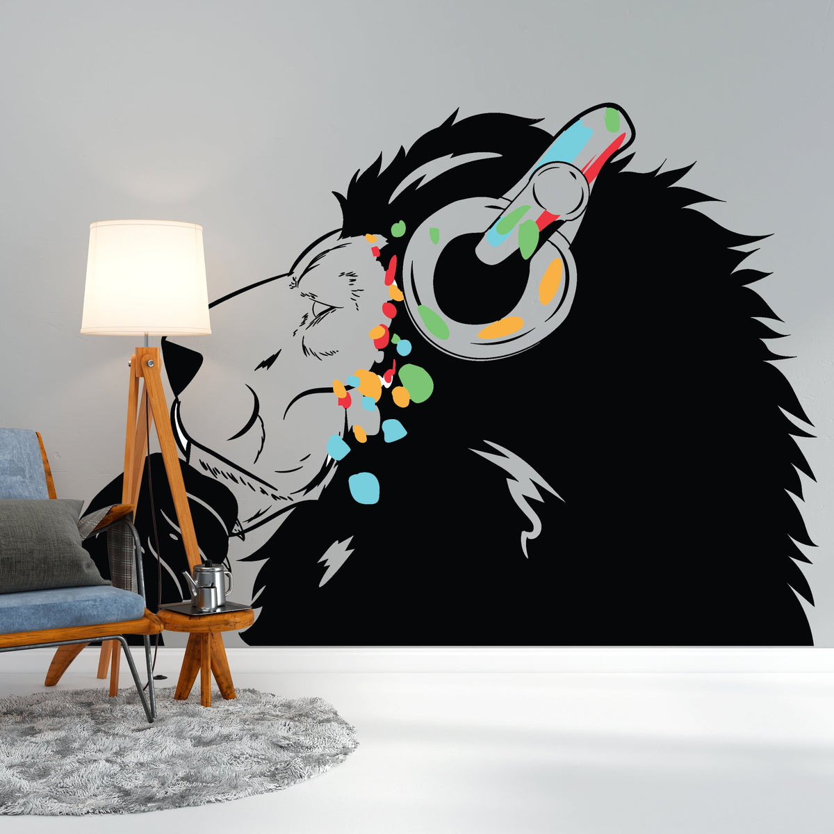 Lion Head Wall Decal featuring the lion head artwork shown in the product gallery