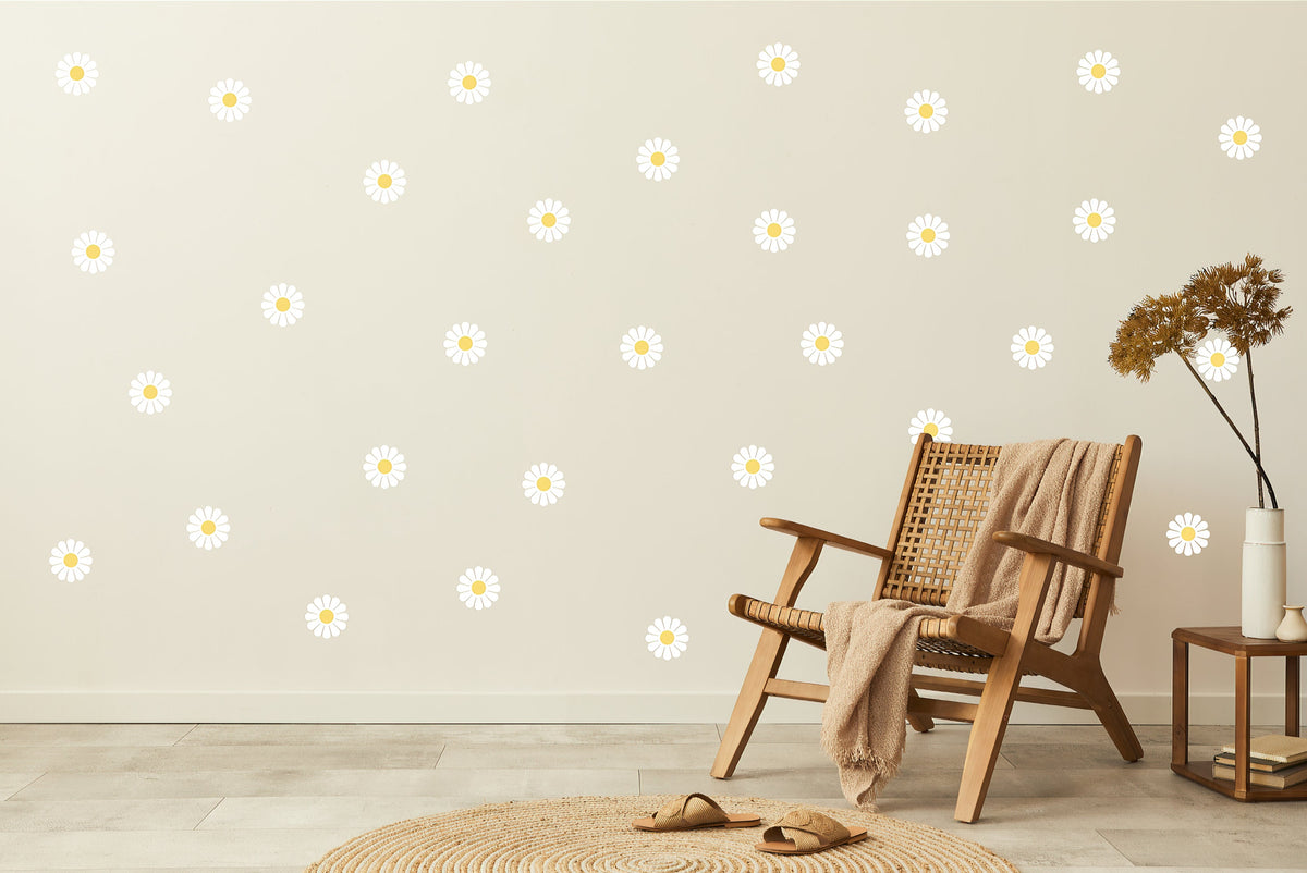 Alternate product presentation of 24x Daisy Flowers Wall Stickers.