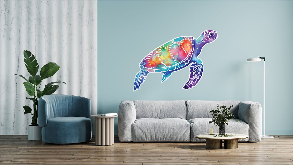 Sea turtle wall decal shown as marine-life decor.