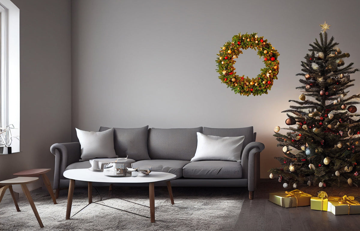 Illuminated Christmas Wreath Decor