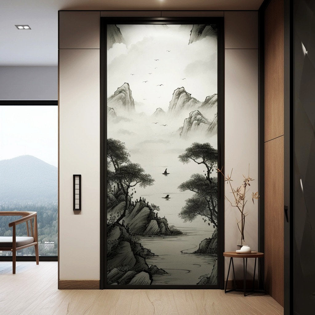 Additional product view of Contemporary Smoky Glass Door Sticker.
