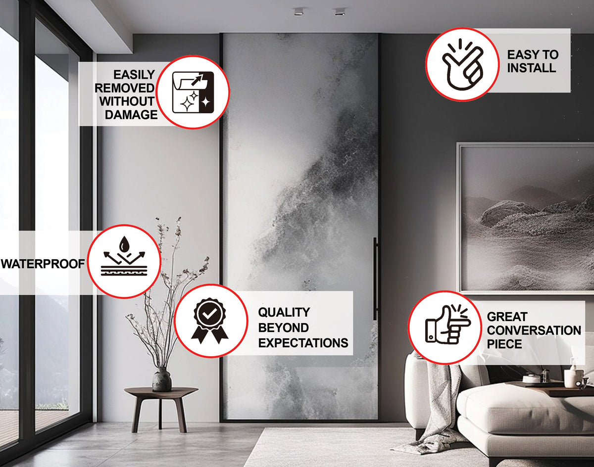 Alternate product view of Contemporary Smoky Glass Door Sticker.