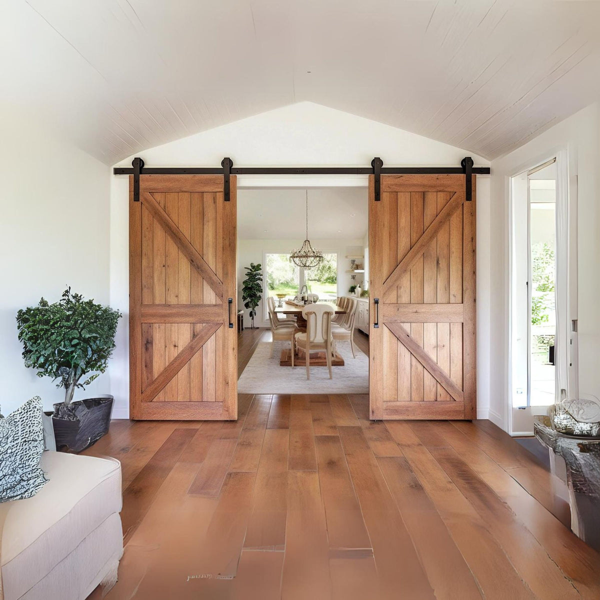 Brown Rustic Barn Door Wallpaper Sticker - DIY Peel and Stick Wood Mural