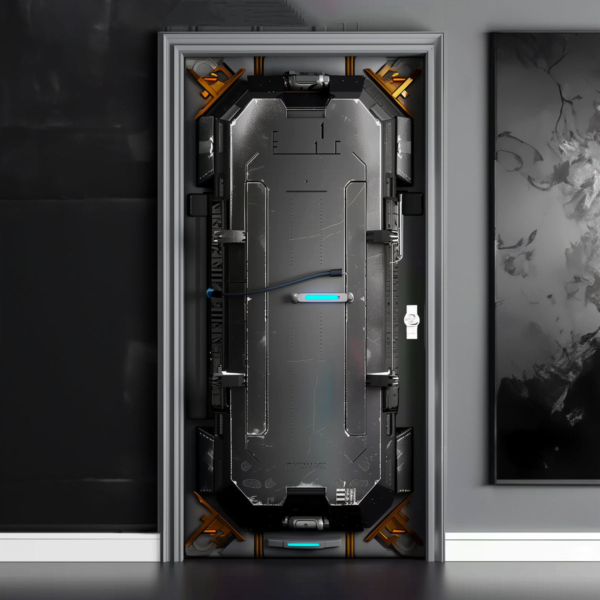 3d Spaceship Door Cover Sticker - Door Mural Wrap Decal.