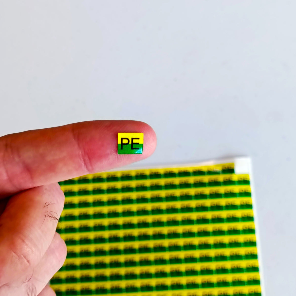 Product view of PE Electrical Component Labels.