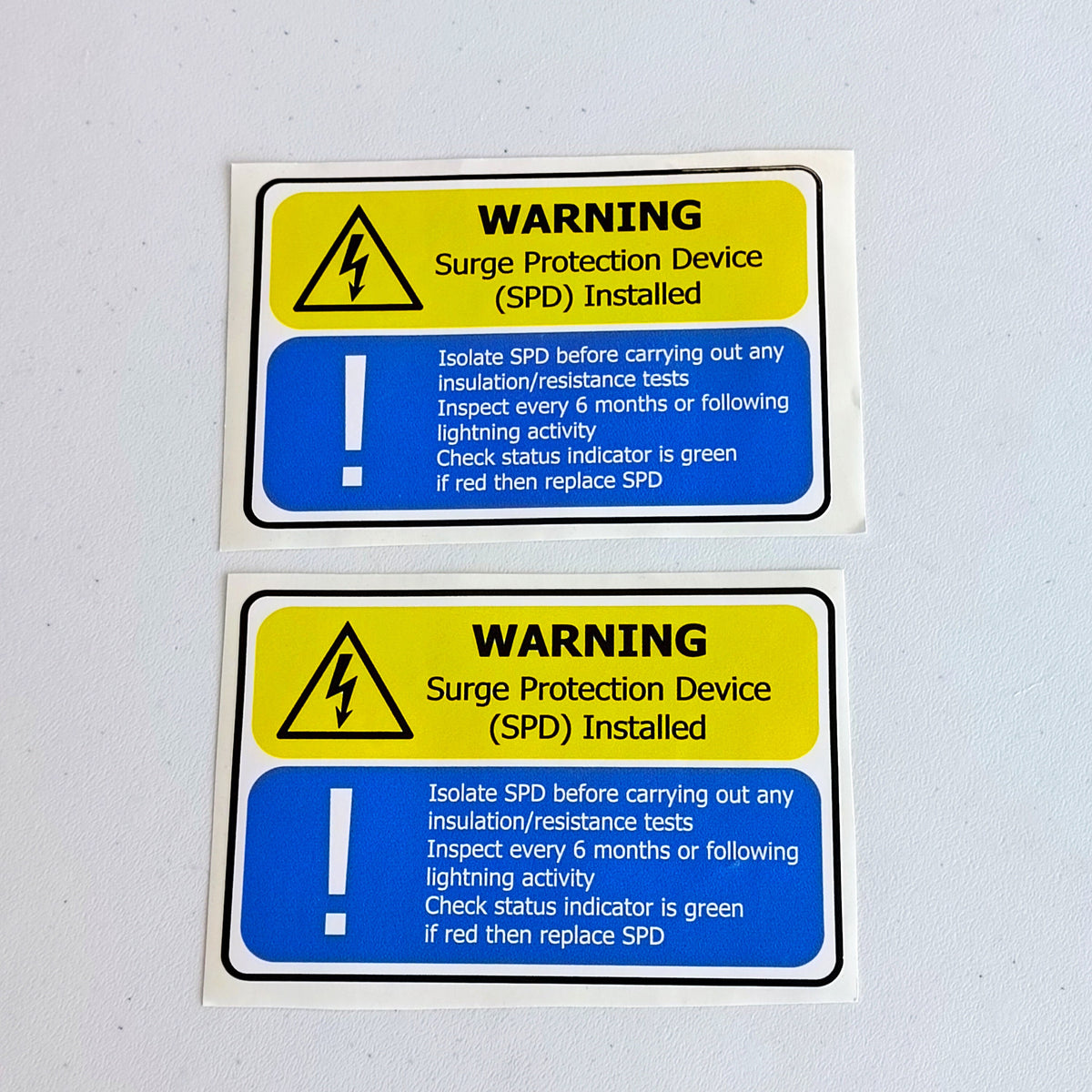 Additional product view of 6x Surge Protection Device (SPD) Warning Label.