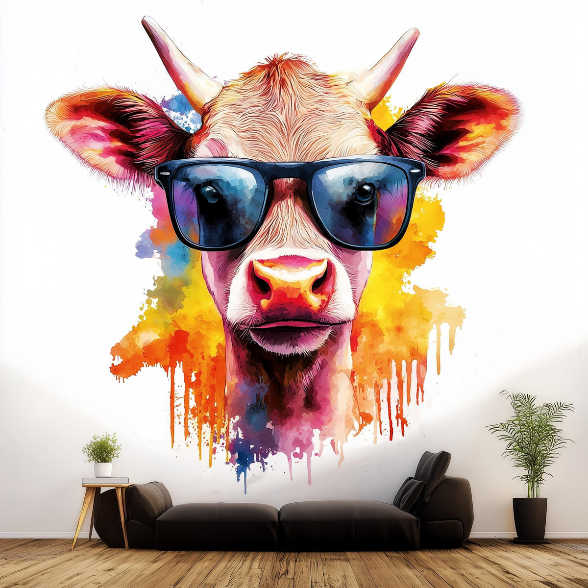 Additional product view of Baby Cow with Sunglasses Sticker.