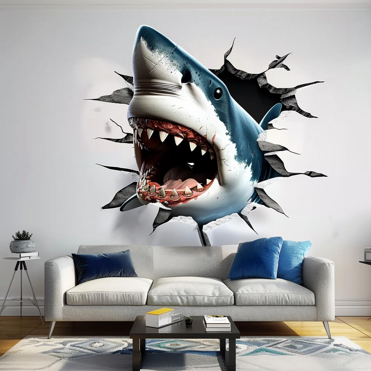 Printed vinyl decal artwork showing a breakthrough illusion, Design 3