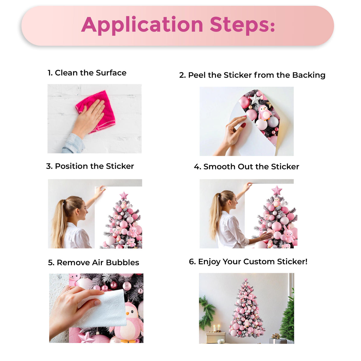 Alternate gallery view of Pink Christmas Tree Wall Decal.