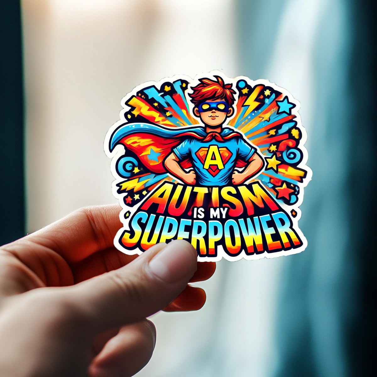 Alternate product presentation of Autism Is My Superpower Decal.