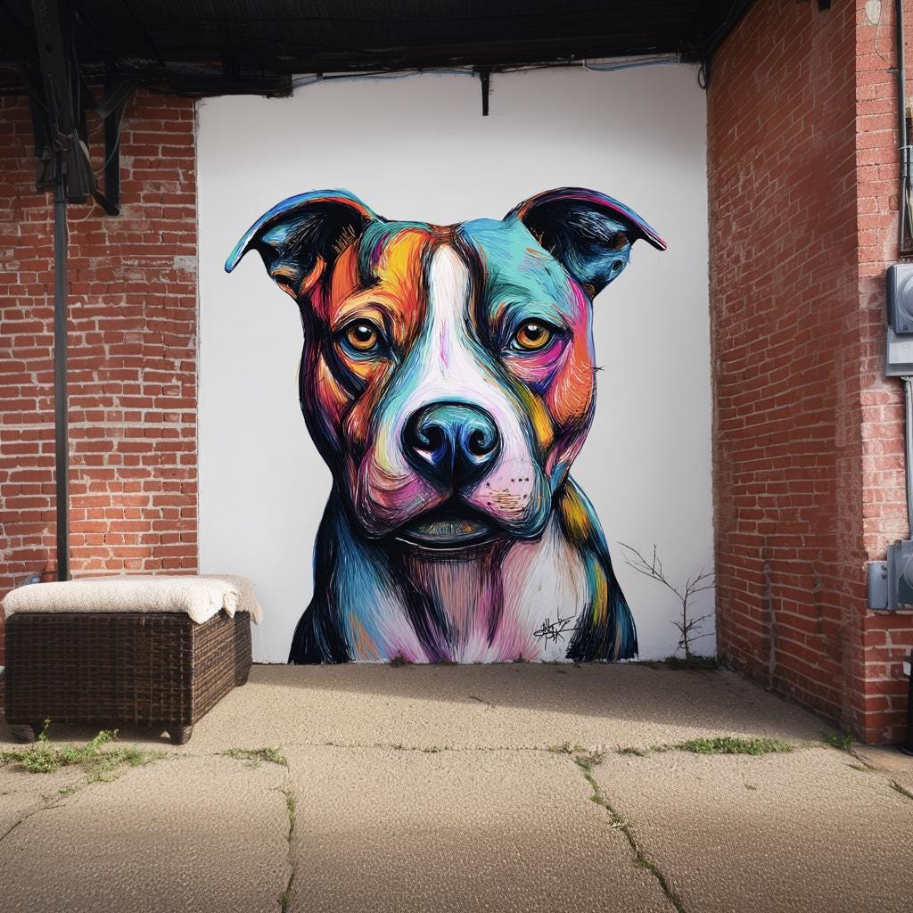 Product gallery view of Colorful Pitbull Wall Decal.