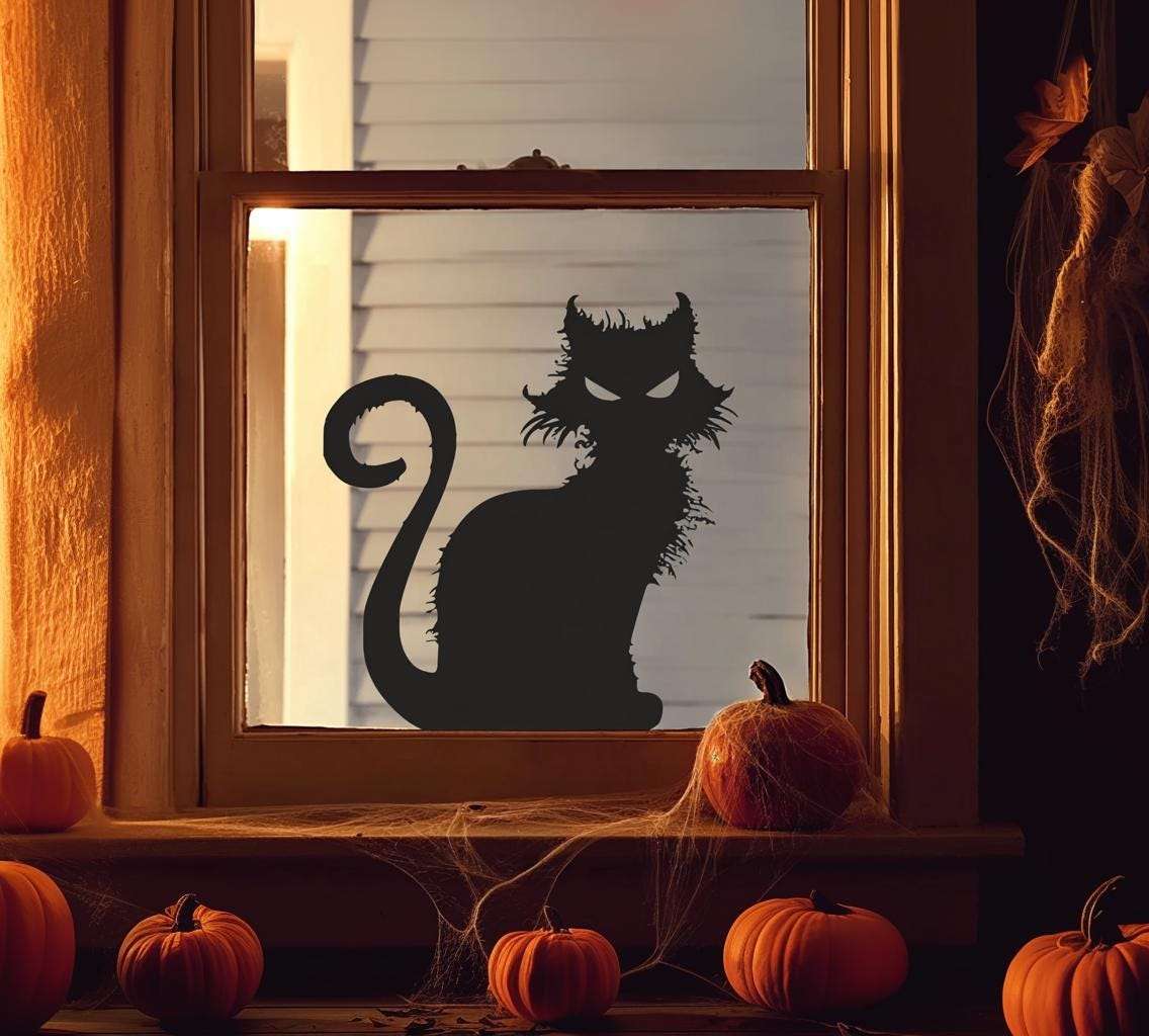 Product gallery view of Halloween Cat Window Decal.