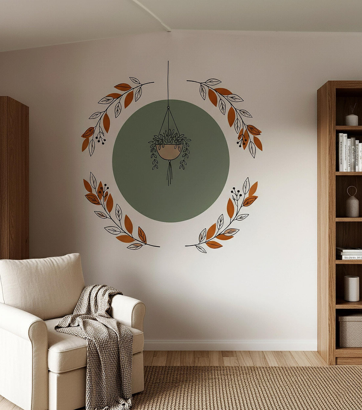 Alternate product presentation of Hanging Plant Wall Decal.