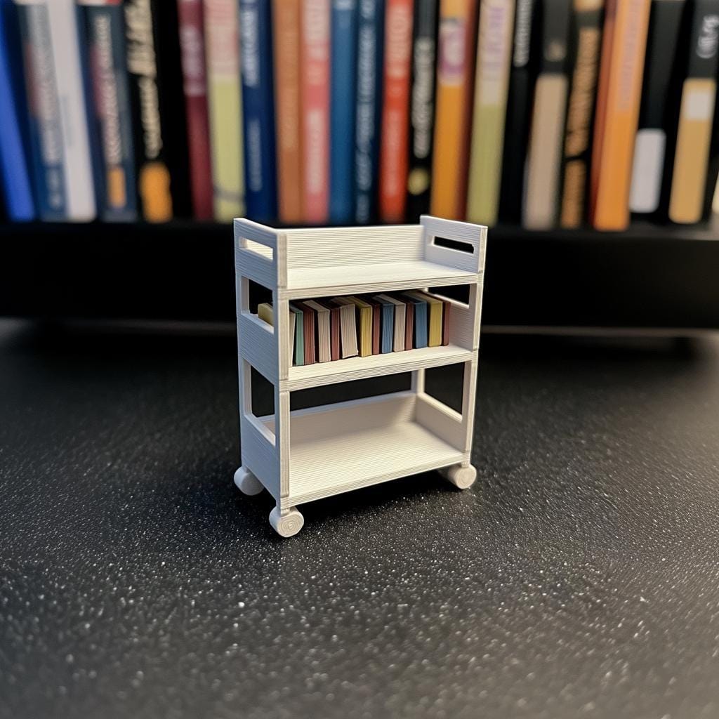 Additional product detail of 3D Printed 1:12 Dollhouse Library Cart.