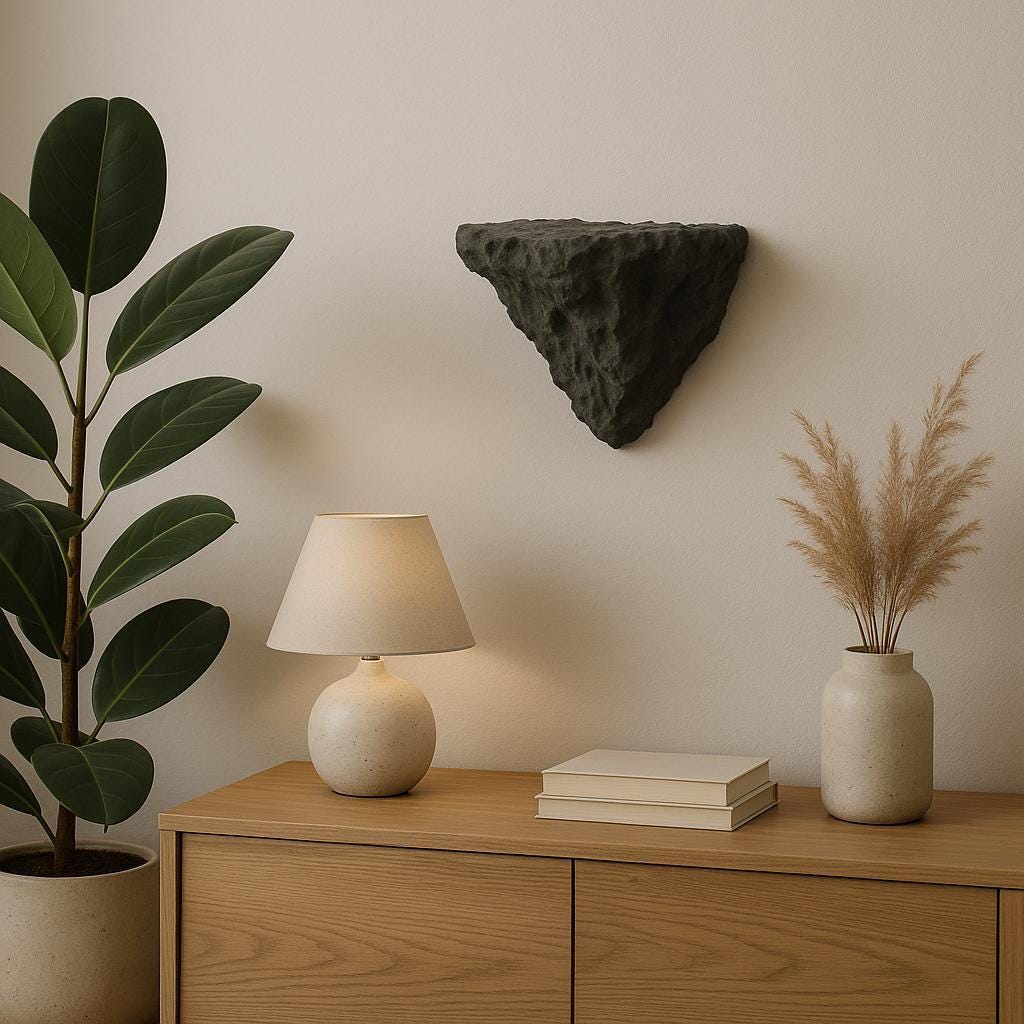 Rock Wall Shelf featuring rugged, rock like texture and triangular shape