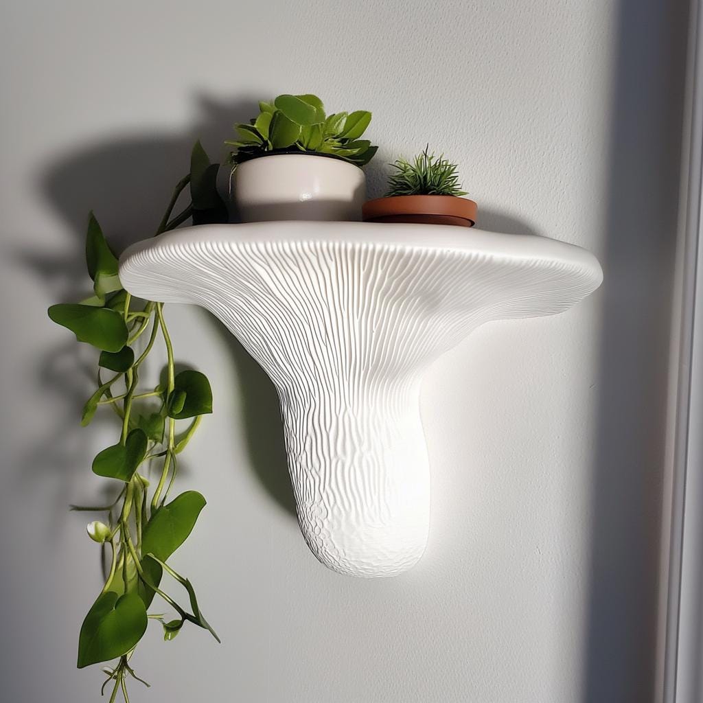Additional product detail of 3D Printed Layered Mushroom Wall Shelf.