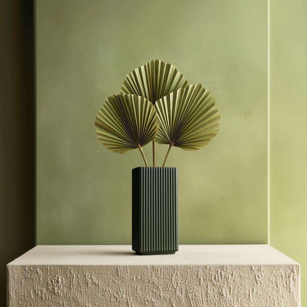 Ribbed Rectangular Vase featuring vertical ribbed grooves in dark green color