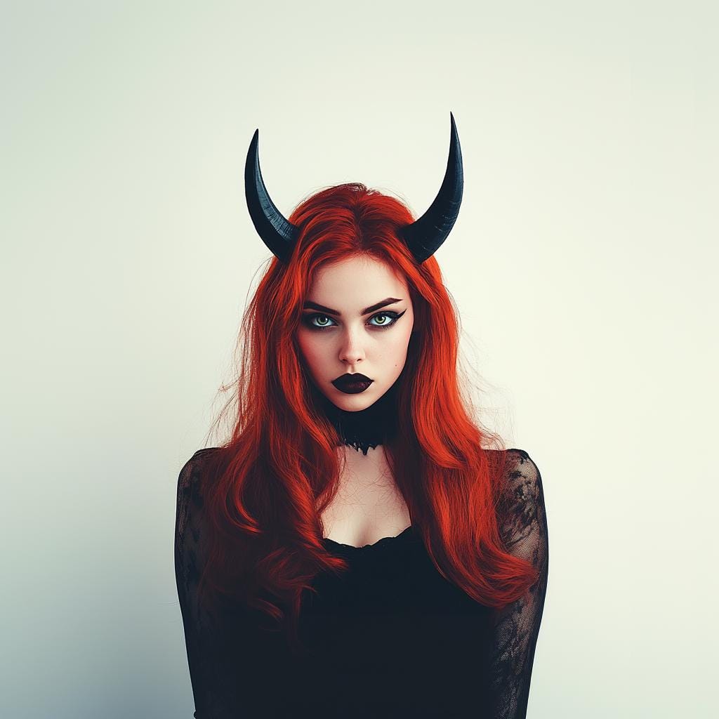 Photo of tall curved demon horns headband with two tall textured horns with an upward curved fantasy silhouette
