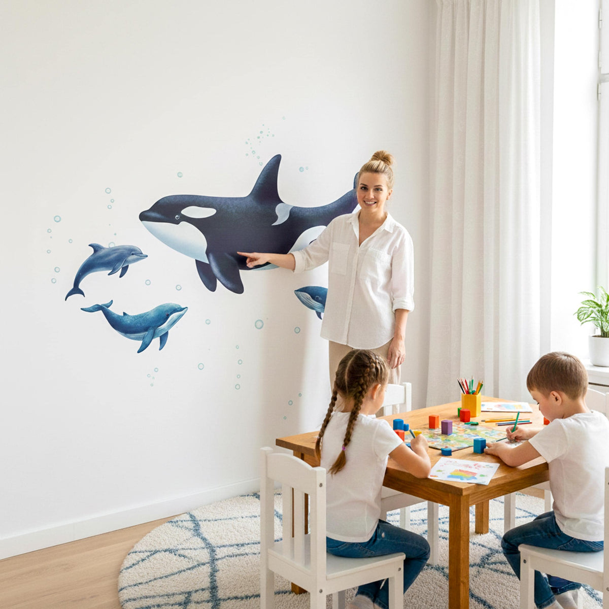Alternate product view of Whale Wall Decal.