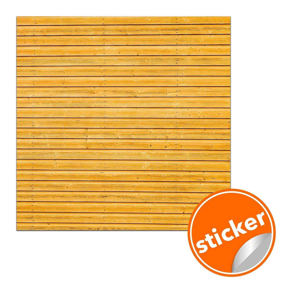 Rustic wood plank peel and stick wallpaper sticker with a yellow shiplap design.