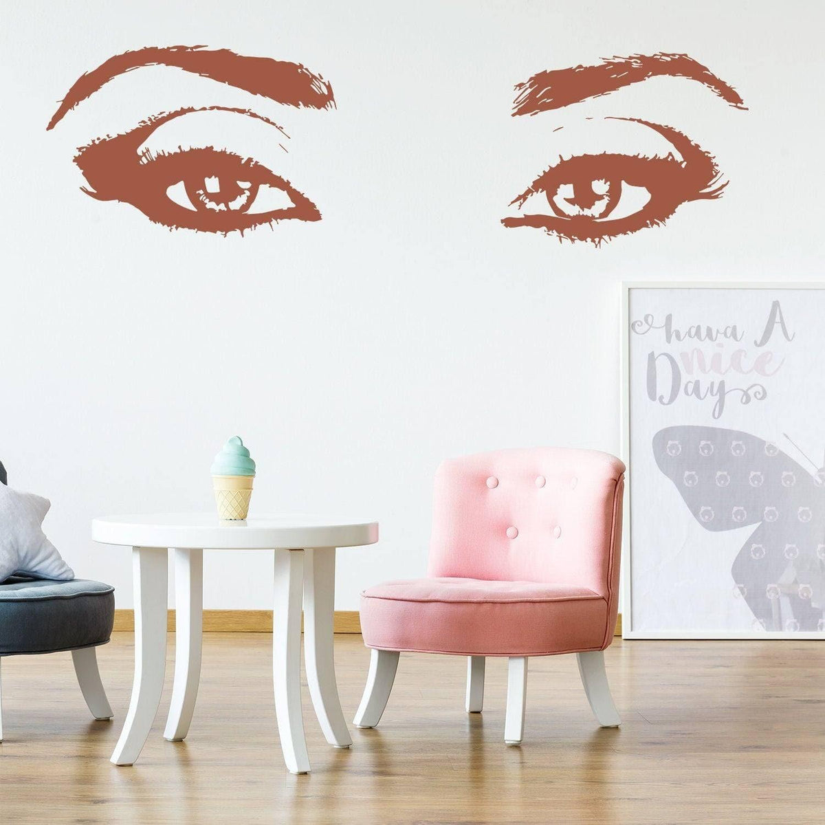Elegant vinyl wall decal featuring beautiful eyes.