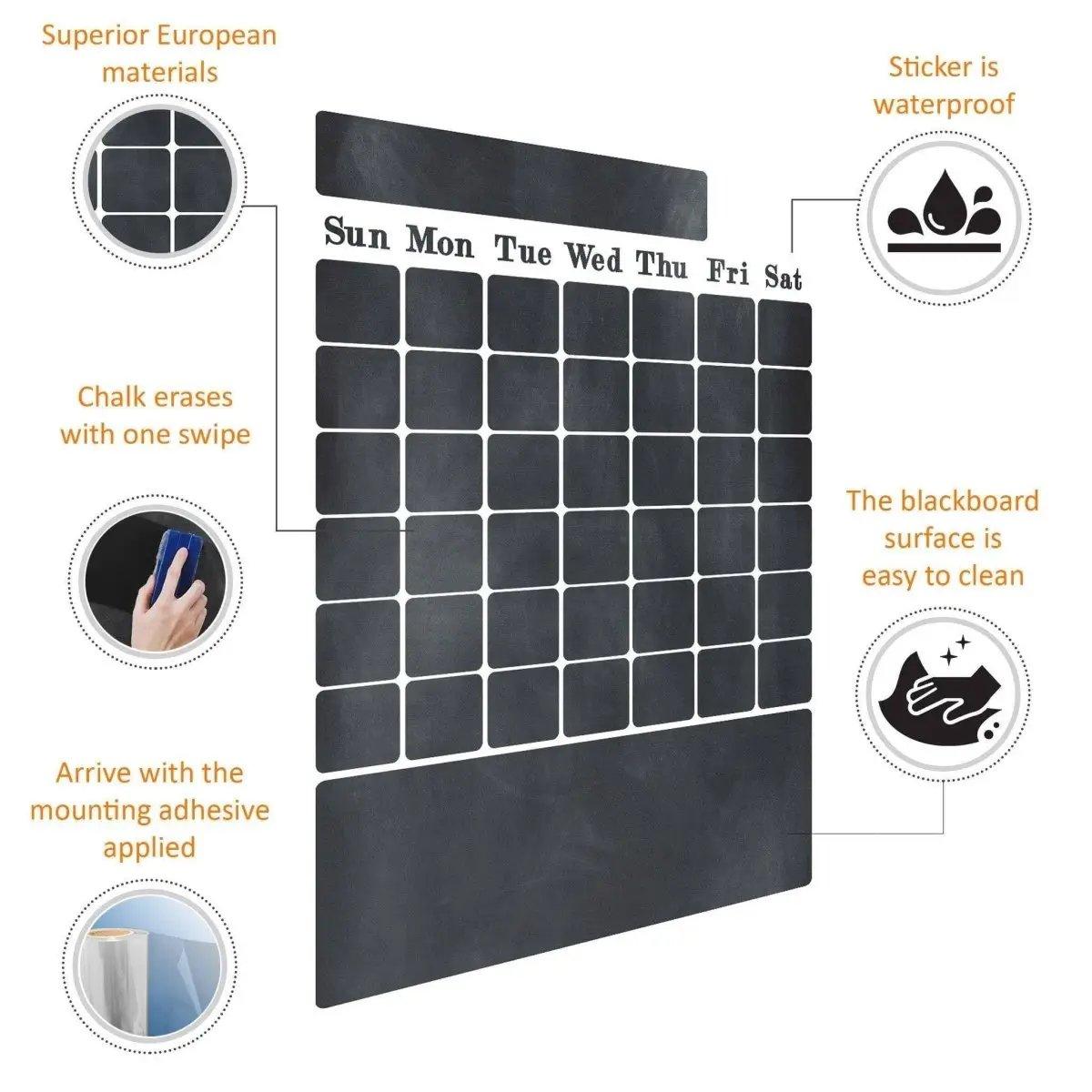 Chalkboard wall sticker featuring a weekly planner layout.