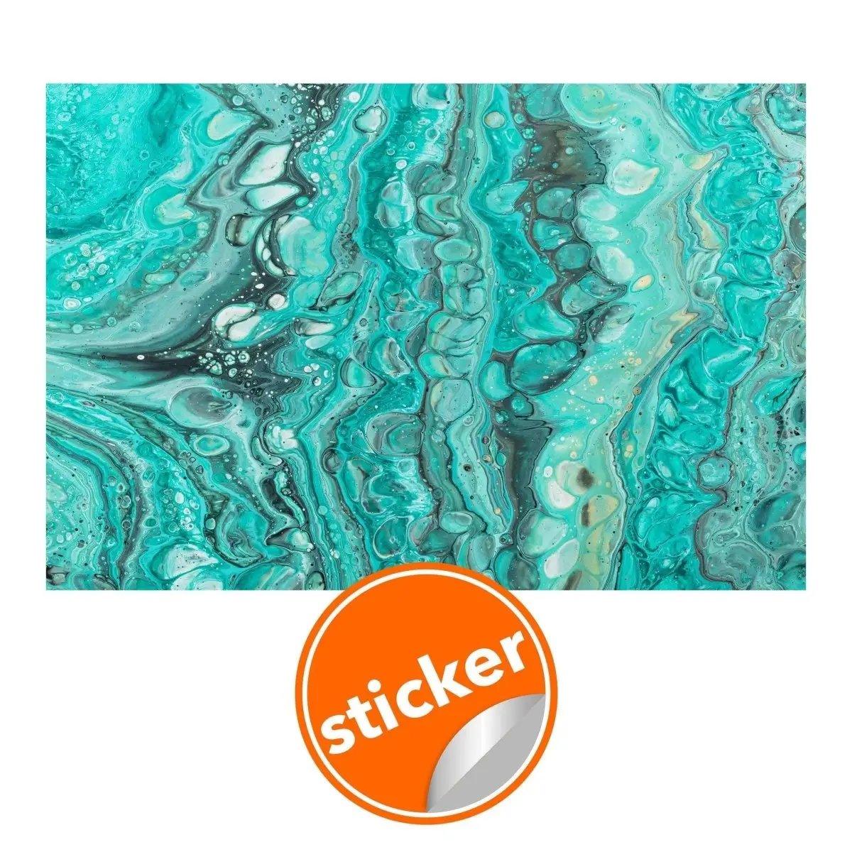 Luxurious marble pattern wallpaper sticker in turquoise tones.