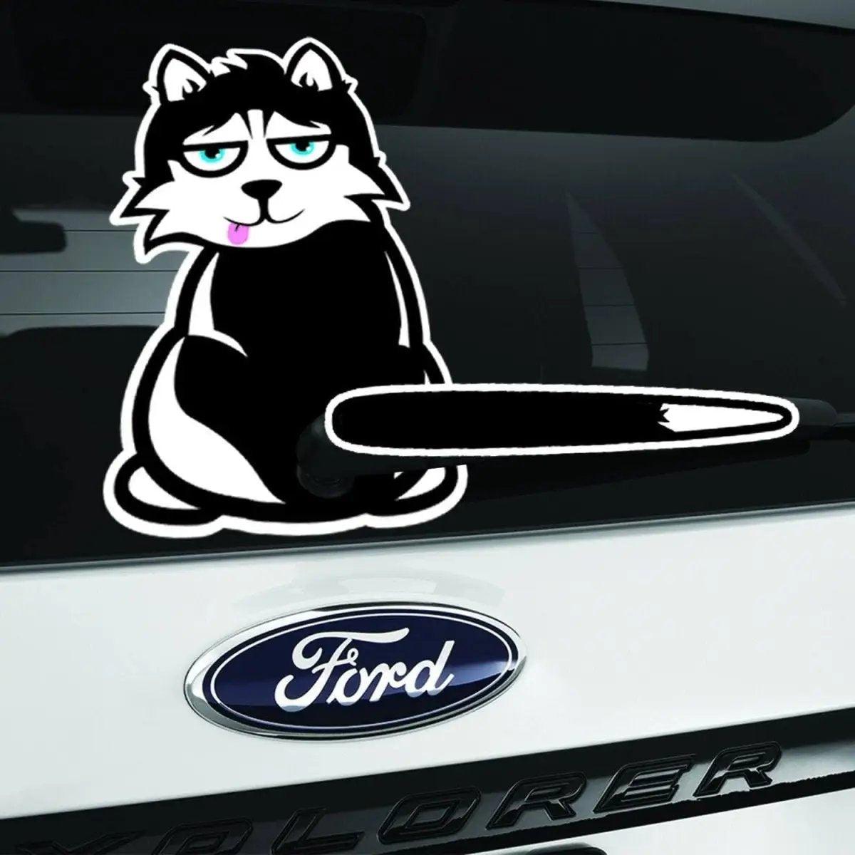 Feline Fun Rear Window Car Sticker featuring a cute cat design on a Ford vehicle.