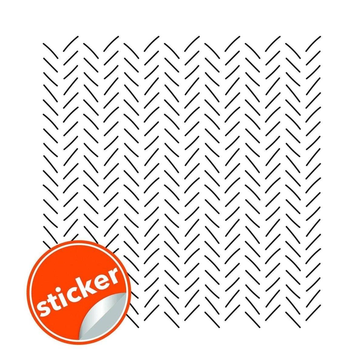 Herringbone peel and stick wall sticker design in black geometric pattern.