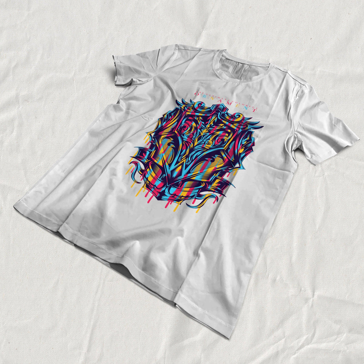 Custom photo print t-shirt featuring a vibrant, colorful graphic design on a white background.