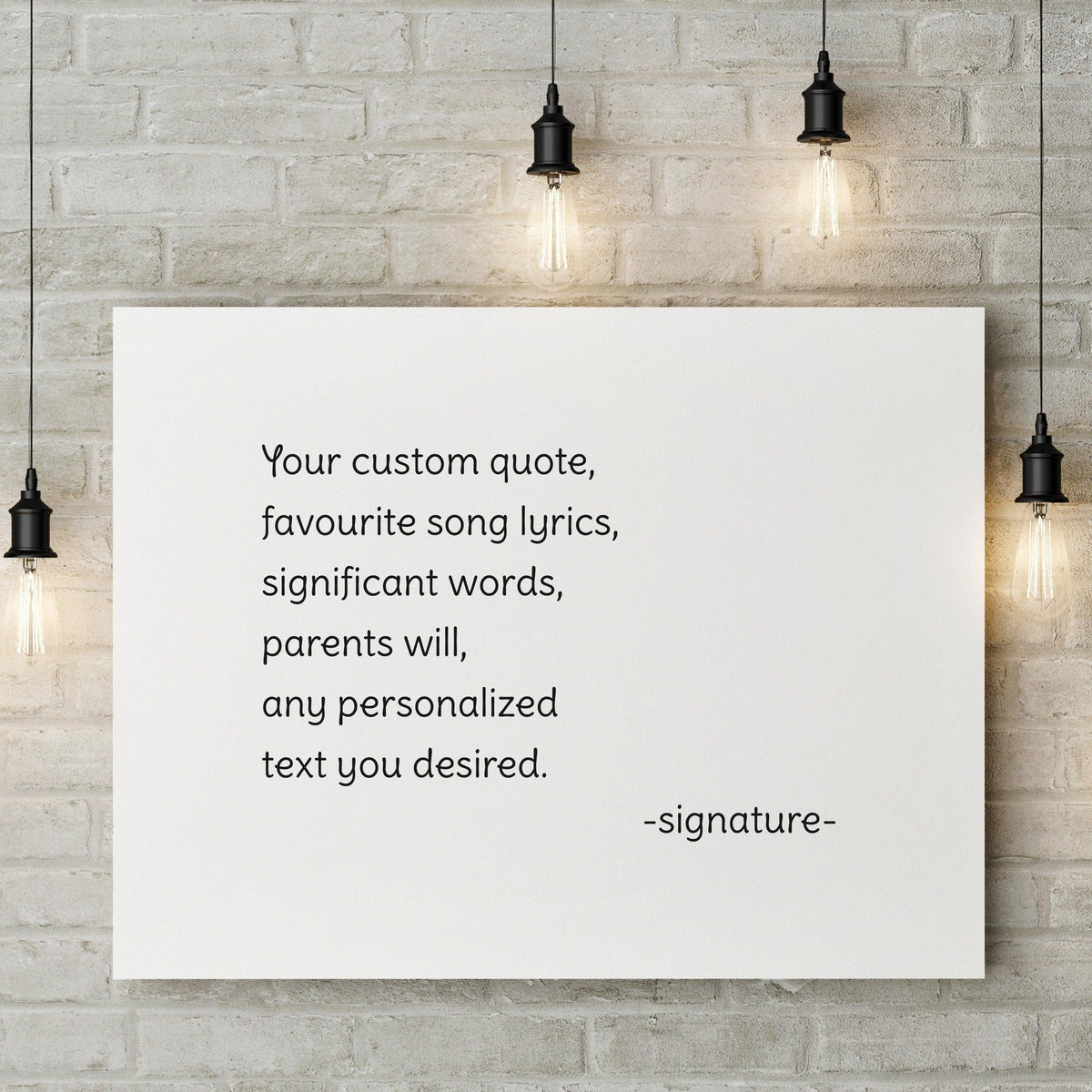 Customized canvas artwork featuring personalized text and quotes for inspirational wall decor.