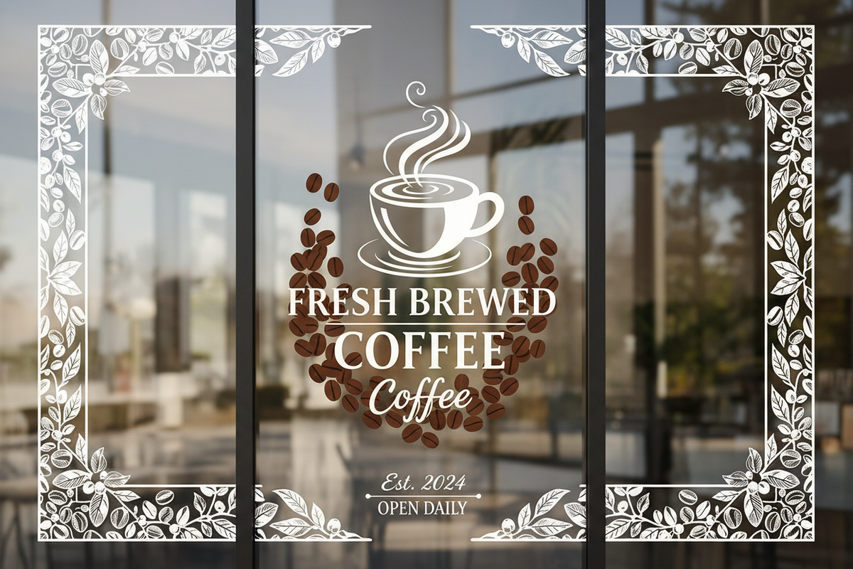 Coffee shop and cafe window decal designs