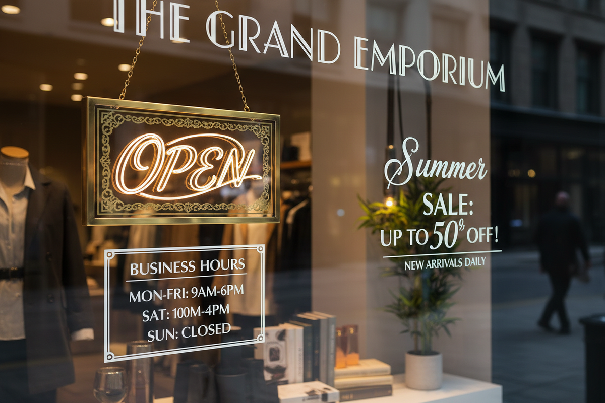 Window sign designs for businesses