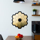 Gold chrome vinyl James Webb Space Telescope mirror wall sticker decor for astronomy enthusiasts.