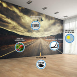 Custom wallpaper wall sticker featuring vivid print.