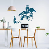 Urban Wings fallen angel wall decal displayed in a modern dining space.