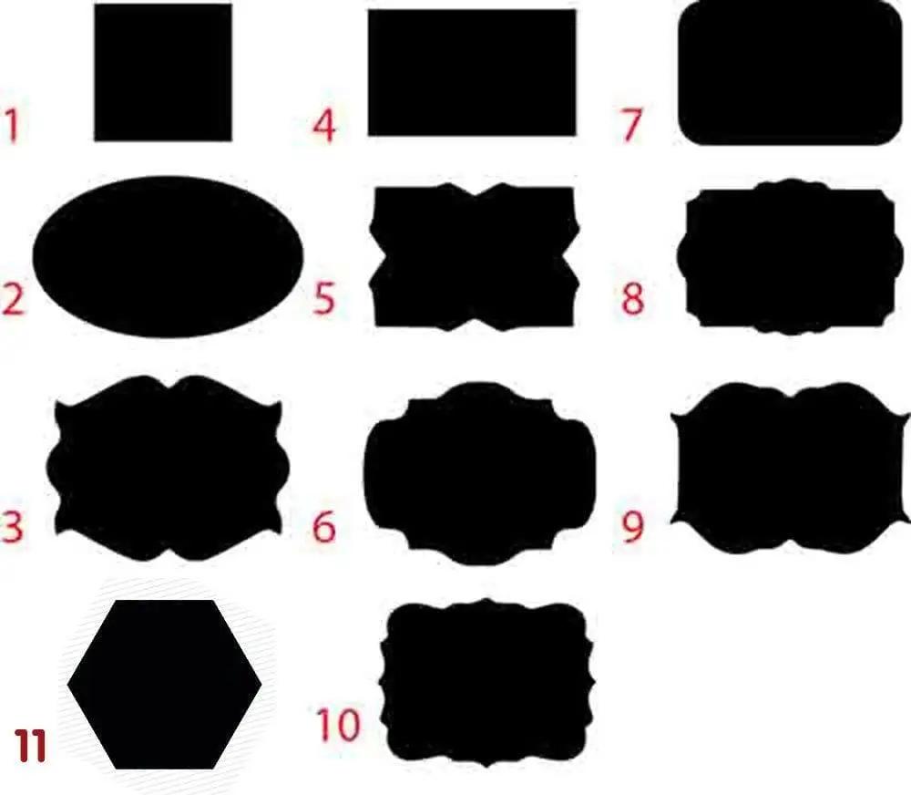 Various stylish shapes for personalized magnetic photo prints, including oval, square, and hexagon designs.